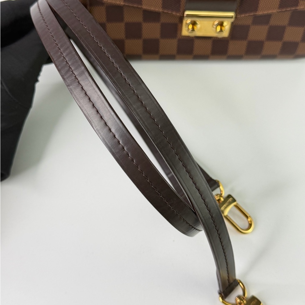 Authentic Louis Vuitton Damier Ebene Checker Brown Croisette Crossbody Bag & COA - Picture 14 of 15
